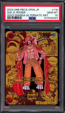 2024 One Piece OP09 Japanese Gold Manga Alternate Art Gol D Roger #118 PSA 10 - Image 1