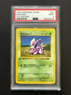 1999 Pokemon Game Nidoran 1st First Edition PSA 9 Near Mint Card #55 Unlimited - Image 1