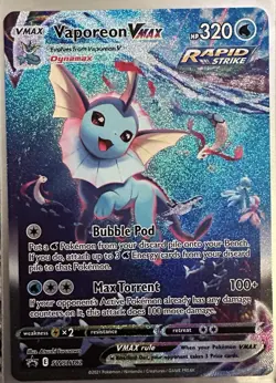 Vaporeon VMAX SWSH182 Sword & Shield Black Star Promo Holo Cute Card - Image 1