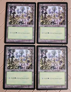 Forest (Pink Flowers Right) Mirage X4 Full Playset NM Near Mint MTG - Image 1