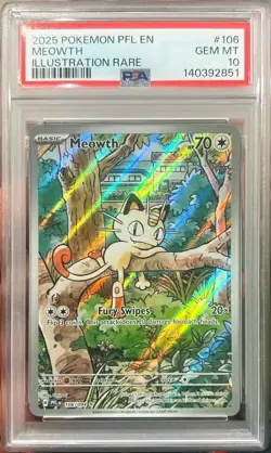 Pokemon Phantasmal Flames Meowth Illustration Rare 106/094 PSA 10 Gem Mint - Image 1