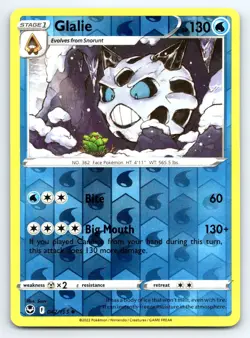 Pokemon Glalie SWSH12: Silver Tempest SWSH12 Reverse Holofoil 042/195 NM TCG - Image 1