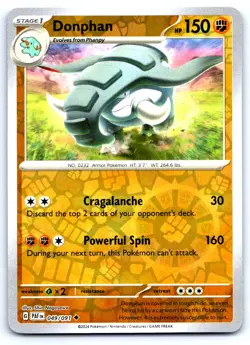 Pokemon Donphan SV: Paldean Fates PAF Reverse Holo 049/091 NM Uncommon Shin Naga - Image 1