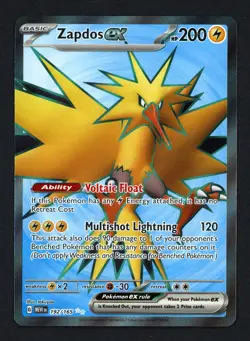Zapdos ex 192/165 Pokemon Card 151 Ultra Rare Pokemon TCG - Image 1