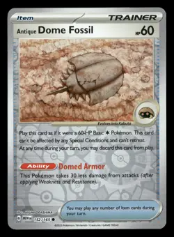 Antique Dome Fossil - 152/165 - Reverse Holo - 151 - Pokemon Card - NM/M - Image 1