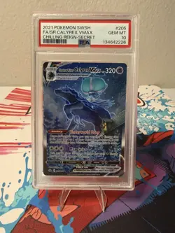 2021 Pokemon Sword Shield Chilling Reign 205 Shadow Rider Calyrex VMAX PSA 10 - Image 1