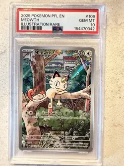 Pokemon 2025 Meowth 106/094 Illustration Rare Phantasmal Flames PSA 10 - Image 1