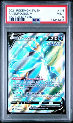 2021 POKEMON SWORD & SHIELD BATTLE STYLES #145 FULL ART/EMPOLEON V PSA 9 - Image 1