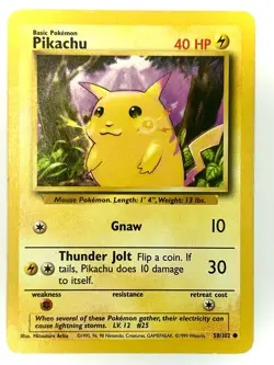 Pikachu 58/102 Common Base Set Unlimited Pokemon MP - Image 1