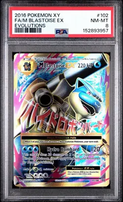 2016 POKEMON XY EVOLUTIONS #102 FULL ART/M BLASTOISE EX PSA 8 - Image 1