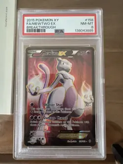 2015 POKEMON XY BREAKTHROUGH #158 FULL ART/MEWTWO EX PSA 8 - Image 1