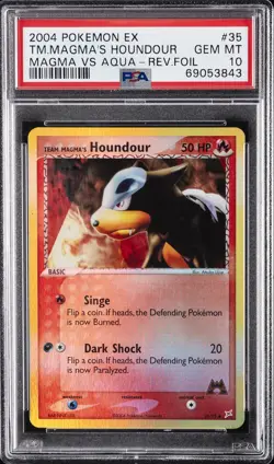 POKEMON EX TEAM MAGMA VS TEAM AQUA #35 TEAM MAGMA'S HOUNDOUR-REVERSE FOIL PSA 10 - Image 1