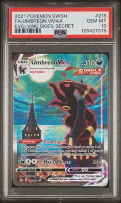 Pokemon Umbreon VMAX Evolving Skies Secret Full Art Moonbreon #215 PSA 10 - Image 1