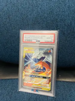 Pokemon SM Unbroken Bonds Reshiram & Charizard GX 20/214 Holo Card PSA 10 - Image 1