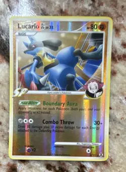‘09 Pokemon Lucario GL 8/111 Rising Rivals Reverse Holo Rare English Card - Image 1