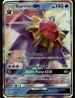 Starmie GX Ultra Rare Hidden Fates 14/68 Water Holofoil Pokemon Card - Image 1