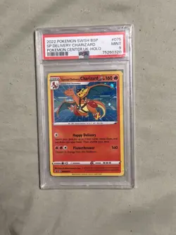 !Big Bubble! Special Delivery Charizard Promo Holo Pokemon Card SWSH075 PSA 9 - Image 1