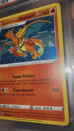 !Big Bubble! Special Delivery Charizard Promo Holo Pokemon Card SWSH075 PSA 9 - Image 3