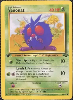Venonat 63/64 Jungle Regular 1st Edition (See Photos) Pokemon Card - Image 1