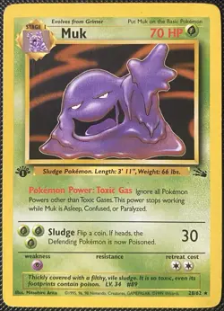 Muk 28/62 Fossil Regular 1st Edition - Pokemon Card - Image 1