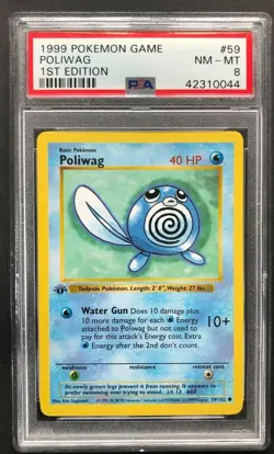 1999 Pokemon Game Poliwag PSA 8 First 1st Edition 59/102 Base Set Rare Card 59 - Image 1