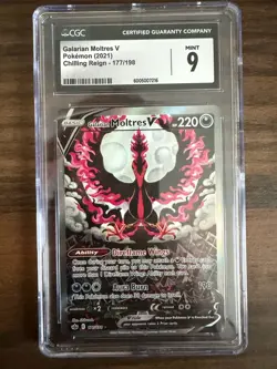 Galarian Moltres V CGC 9 Alt Art Chilling Reign Pokemon Card 177/198 2021 FA NM - Image 1