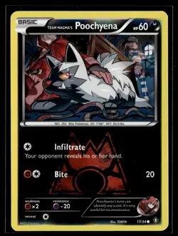 Team Magma's Poochyena 17/34 Double Crisis Reverse Holo Common Pokemon - Image 1