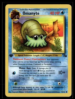 Omanyte 52/62 Fossil Common 1st Edition Pokemon - Image 1