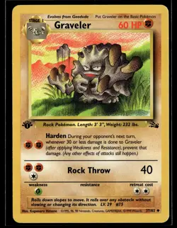 Graveler 37/62 Fossil Uncommon 1st Edition Pokemon - Image 1