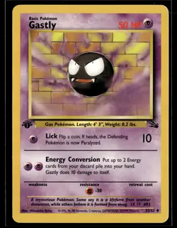 Gastly 33/62 Fossil Uncommon 1st Edition Pokemon - Image 1