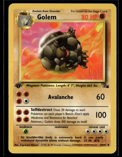 Golem 36/62 Fossil Uncommon 1st Edition Pokemon - Image 1