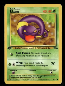 Ekans 46/62 Fossil Common 1st Edition Pokemon - Image 1