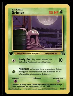 Grimer 48/62 Fossil Common 1st Edition Pokemon - Image 1