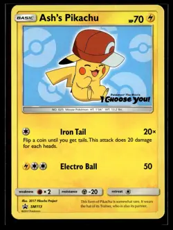 Ash's Pikachu SM113 SM Black Star Promos Promo Pokemon - Image 1