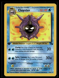 Cloyster 32/62 Fossil Uncommon 1st Edition Pokemon - Image 1