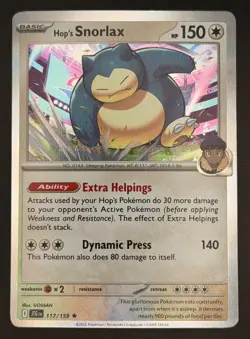 Pokemon TCG SV09: Journey Together Hop's Snorlax 117/159 - Image 1