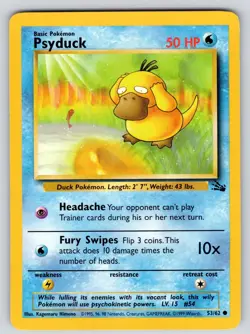 Psyduck 53/62 Unlimited Common Fossil Pokemon Lightly Played - Image 1