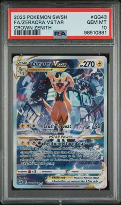 2023 POKEMON SWORD & SHIELD CROWN ZENITH #GG43 FULL ART/ZERAORA VSTAR PSA 10 - Image 1
