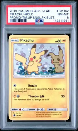 2019 POKEMON SM BLACK STAR PROMO TEAM UP SINGLE PACK BLISTERS PIKACHU-HOLO PSA 8 - Image 1