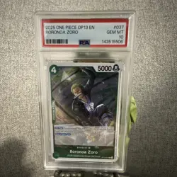 Bandai One Piece Roronoa Zoro OP13-037 Carrying On His Will Foil Rare PSA 10 - Image 1