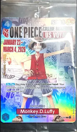 One Piece CCG Monkey D. Luffy P-055 US Voyage College Basketball Promo Sealed - Image 1
