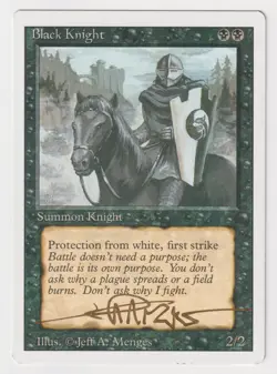 Gold Signed Black Knight MP Revised Artist Jeff A. Menges MTG Magic Misprint! - Image 1