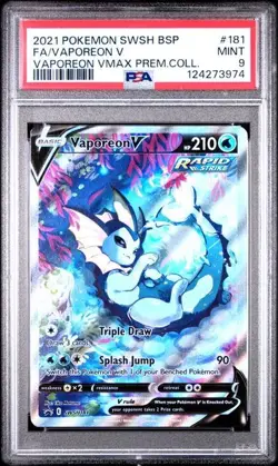 PSA 9 - 2021 Pokemon Vaporeon VMAX Premium Collection Vaporeon V #SWSH181 - BSP - Image 1