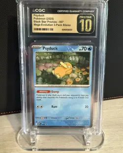 CGC 10 Pristine Psyduck 007 MEP Black Star Promo Pokemon Mega Evolution 3-Pack - Image 1