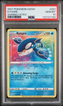#1 2021 Pokemon SWSH Shining Fates #021 Kyogre PSA 10 GEM MINT - Image 1