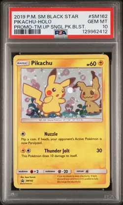 2019 POKEMON SM BLACK STAR PROMO #SM162 PIKACHU-HOLO PSA 10 - Image 1