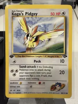 Pokemon TCG Koga's Pidgey 1st Edition Gym Challenge 80/132 50 HP Basic WOTC - Image 1