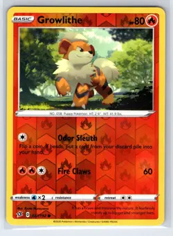 Growlithe 027/192 Common Rebel Clash Pokemon Reverse Holo Near Mint - Image 1