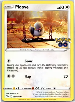 Pidove Common Pokemon GO 061/078 NM - Image 1
