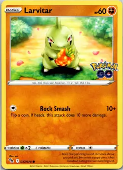 Larvitar Common Pokemon GO 037/078 NM - Image 1